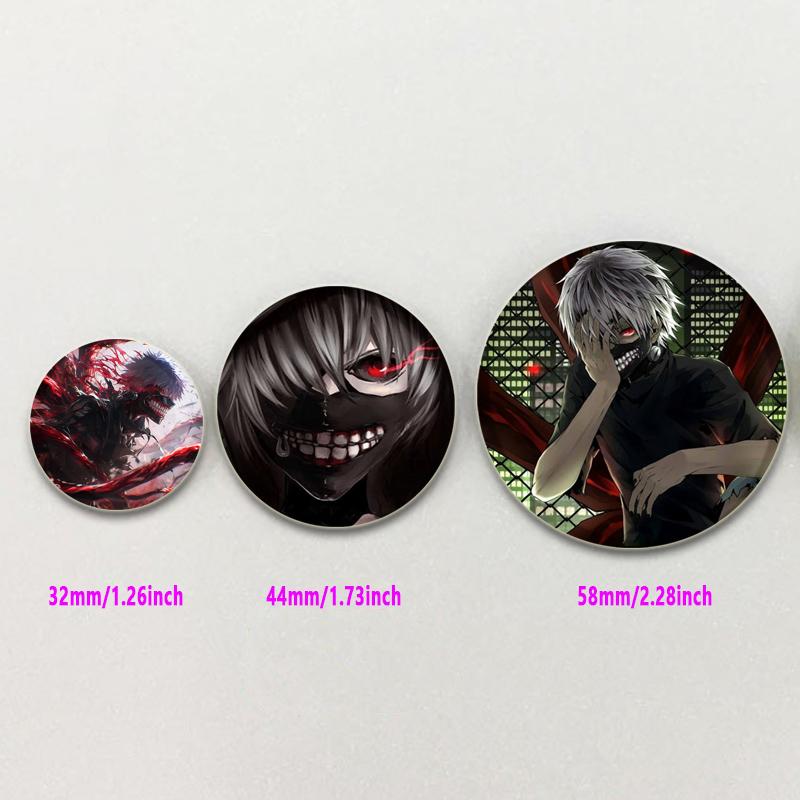 32/44/58mm Fashion Accessorie Anime Tokyo Ghoul Pin Handmade Cartoon Kaneki Ken Brooche for Backpack Cothes Collection Badge Hat Decoration