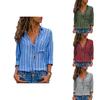 Womens Long Sleeve Loose Blouse Casual Tops Featuring Elegant V-neck Button-up Design