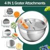 Mixing Bowls with Airtight Lids, Stainless Steel Mixing Bowl Set with 3 Metal Nesting Bowls, Colander & Grater, Non-Slip Bottoms, Size 1.5, 2.5, 5