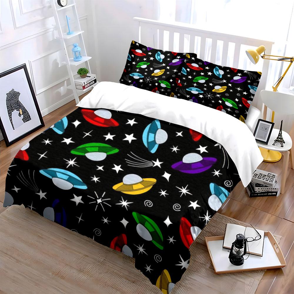 Colorful Space Theme Decor Set Soft Comfortable Duvet Cover Bedding Set Included 1*Duvet Cover & 2*Pillowcases, Gift