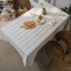 Tischdecken aus Baumwolle und Leinen Boho Bauernhaus Schwerer Stoff Tischdecke Jute Gestreift Waschbar Tischplatte Für Küche Picknick Rechteck