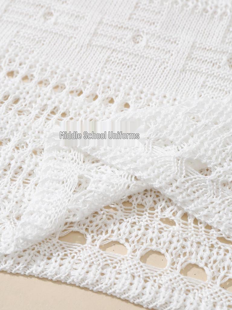 שמלת חוף קיצית לנשים עם שרוולי פעמון חלולים וטקסטורה