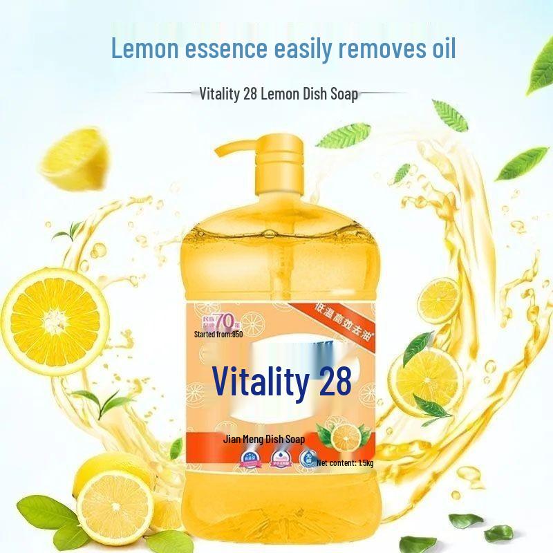 Vigor Family Size Lemon Dish Soap - Large Bottle for Kitchen, Restaurant, Fruits & Vegetables Cleaning with Softener.