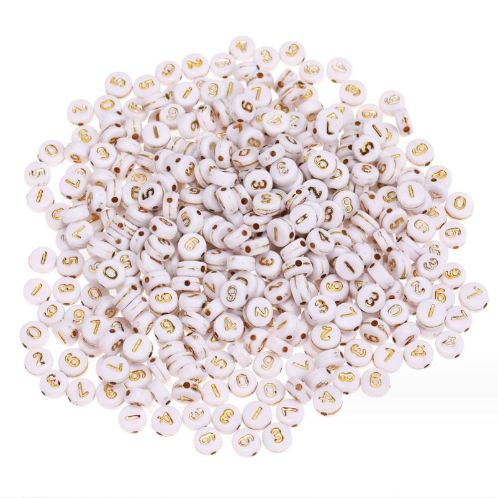 

500pcs White Beads Acrylic 4*7mm Spacer Beads Plastic Round Key Chains