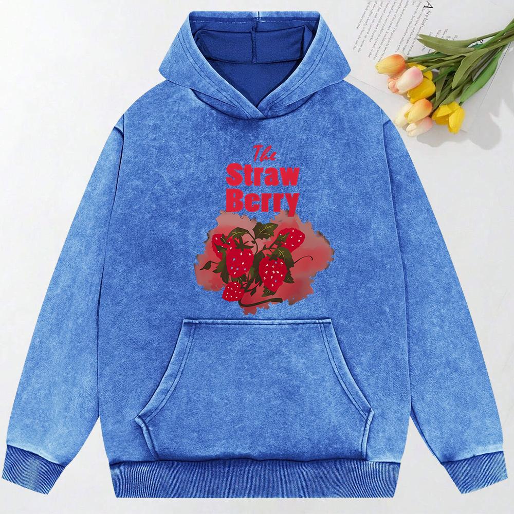 Summer Graffiti Strawberry  Print Women Washed Hoodie Casual All-Match Hoody Retro Loose Pullovers Clothing Women