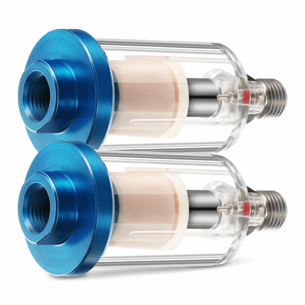 2pcs 1/4 Inch BSPP Oil Water Separator 1/4 Inch NPT Male and Female Thread Compressed Air Filter Plastic