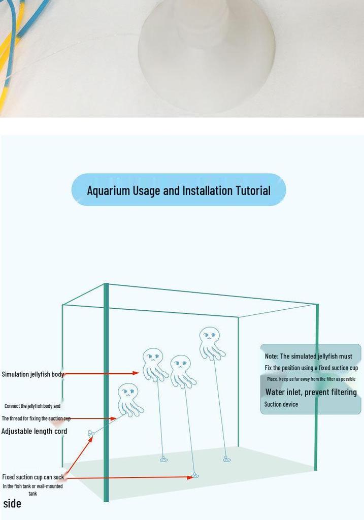Simulated Luminous Jellyfish and Fluorescent Fish Aquarium Décor - Soft-bodied Silicone Ornaments
