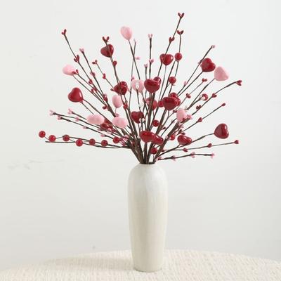 1pc Red and Pink Heart-shaped Flowers DIY Festival Decoration Artificial Flower Bouquet Romantic Long-lasting Creative Bouquet
