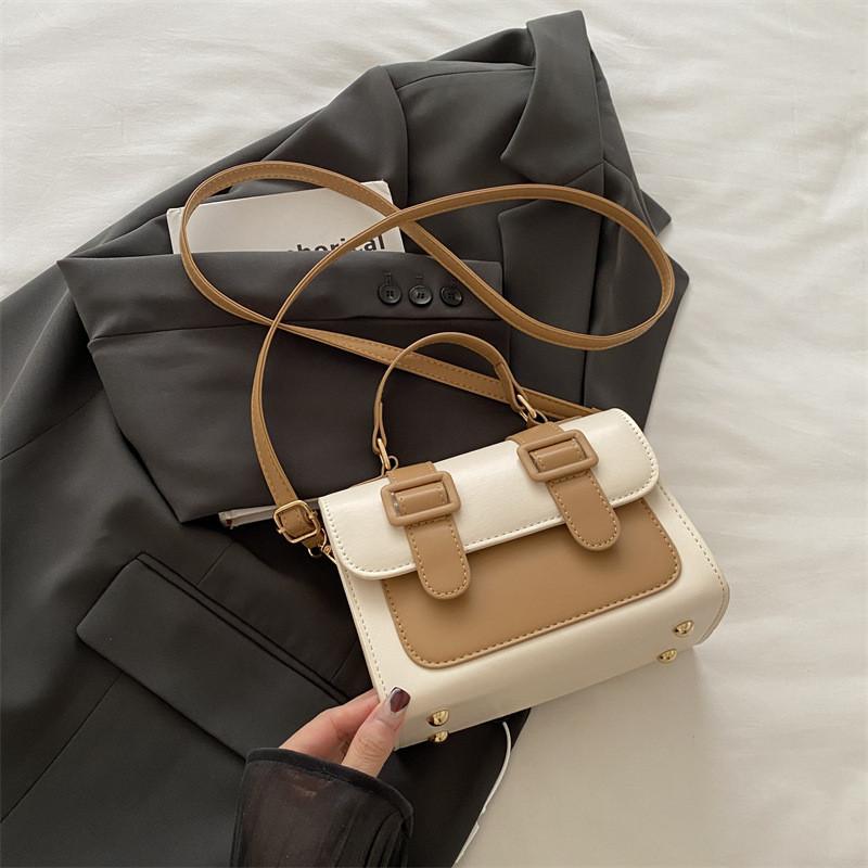 Trendy Autumn Color Block One Shoulder Bag For Women Stylish Crossbody Handbag Medium Size