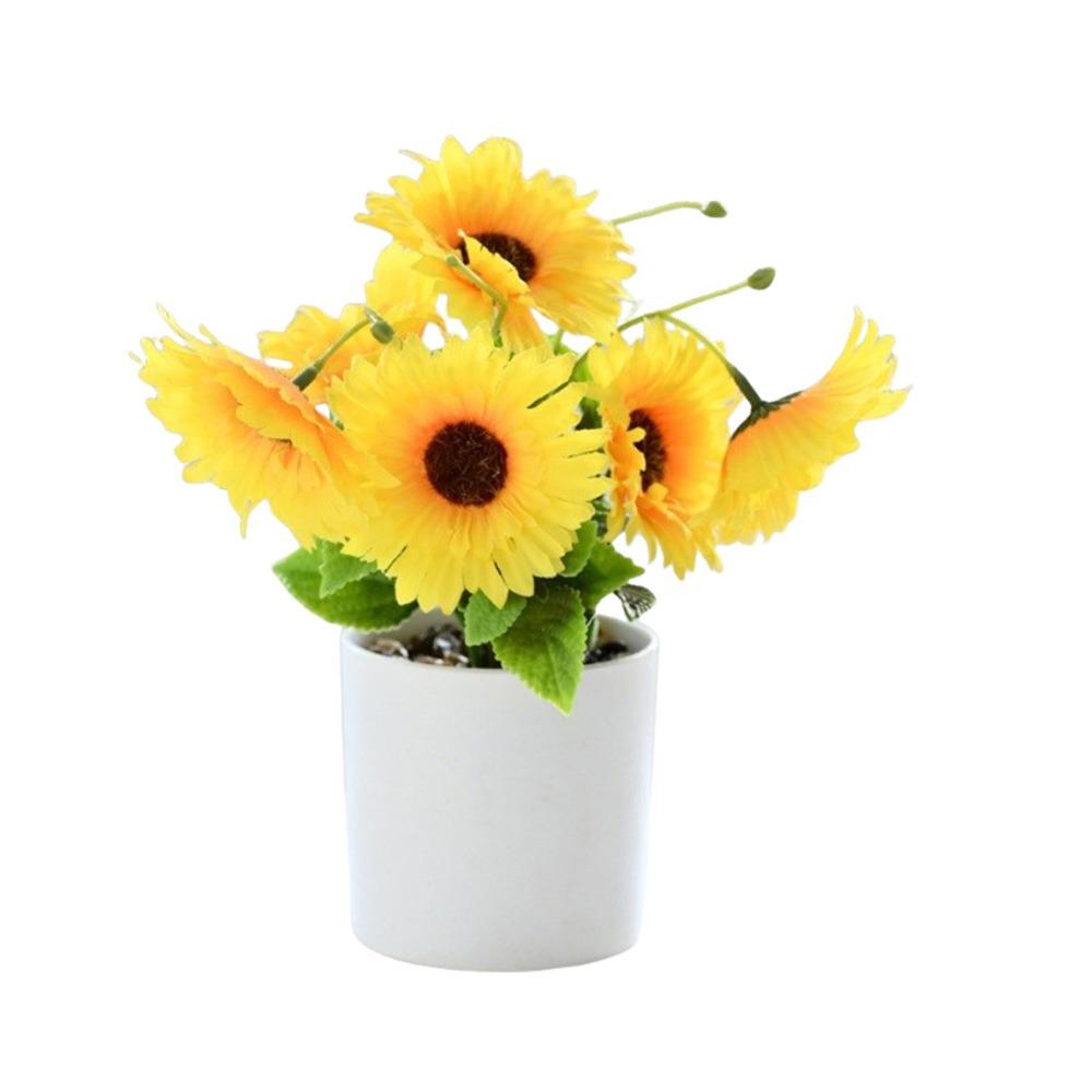 

Sunflower Plant Artificial Flower Placement Counter Display Potted Plant with Flowerpot Plastic Fake Plant Flowerpotted