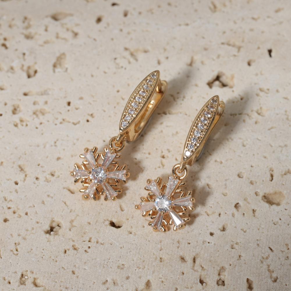 1 Pair Snowflakes Dangle Earrings for Women Zirconia Earring Jewelry Wedding Party Accessories