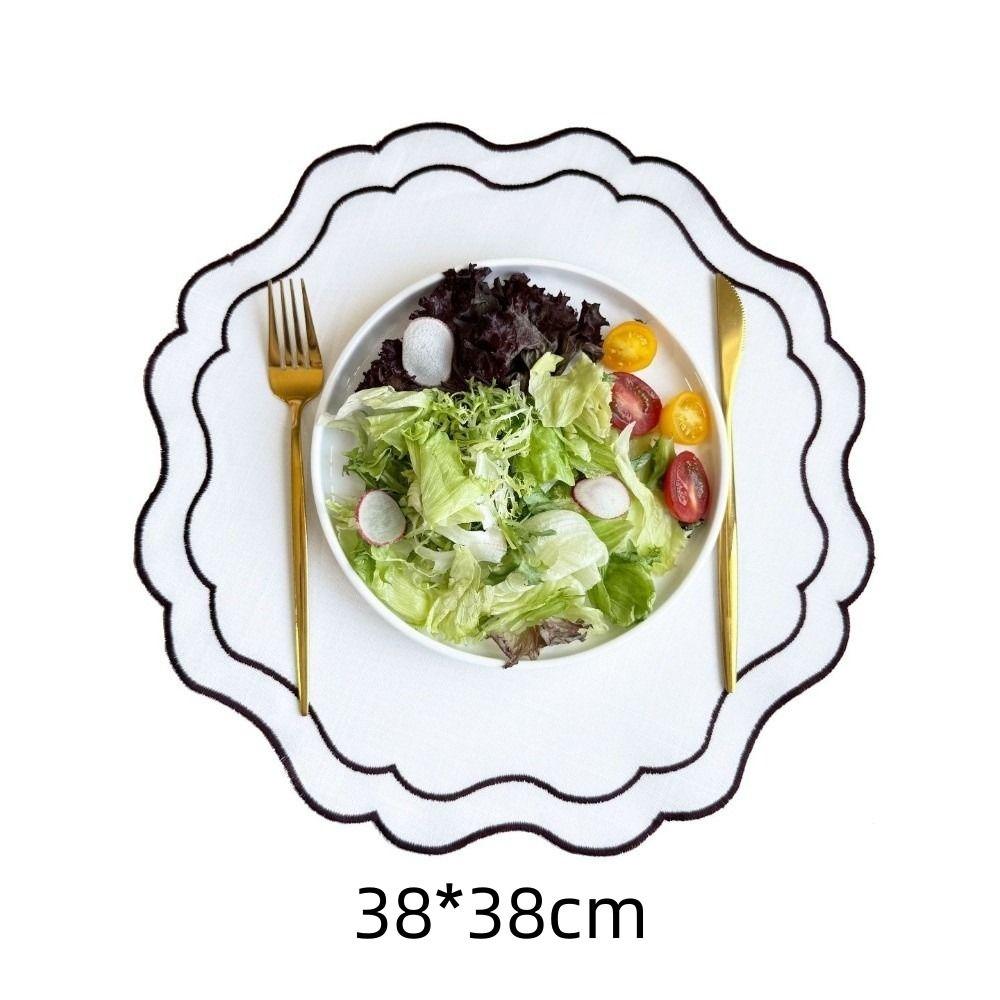 Trendy Vintage Embroidered Placemat Flower Shaped Cotton Dining Table Mat Dust Cover Cloth Coffee Machine Table Place Mat