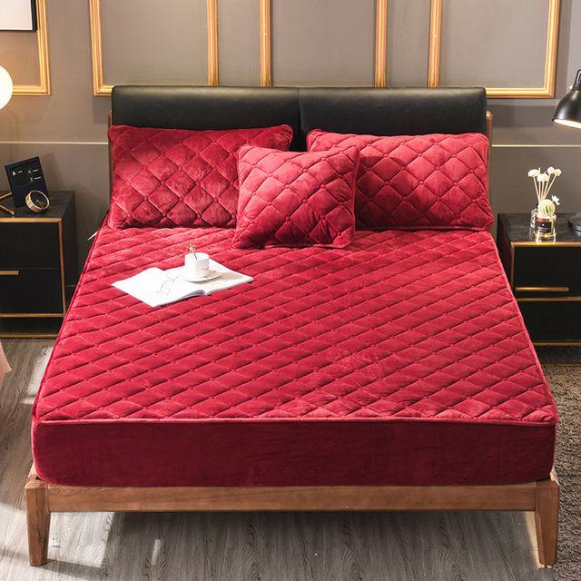 

Короткий плюшевый утолщенный стеганый чехол для матраса King Queen Double Size стеганый защитный чехол для кровати без наволочки 2ps pillowcase