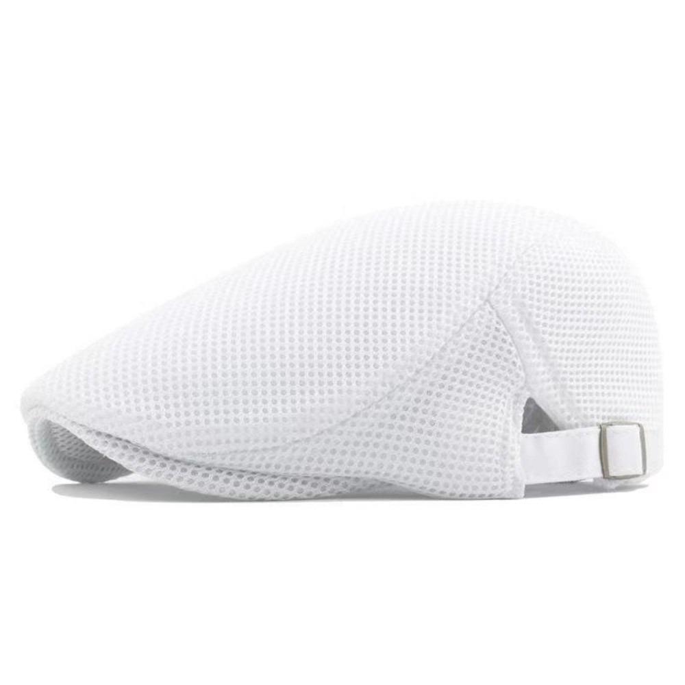 

Hollow Breathable Sun Hat Versatile Flat Cap British Style Mesh Beret Cap Ordinary