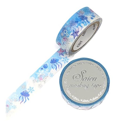 Kamiiso Sansho Japanese Washi Masking Tape *Made in Japan* 15mm x 7m Jellyfish SAIEN UR-3048