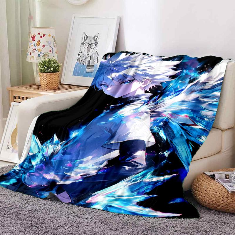 HXH Hunter X Hunter GON FREECSS Killua Zoldyck Cartoon Anime Flannel Blanket,Soft Throw Blanket for Home Bedroom Bed Sofa Gift