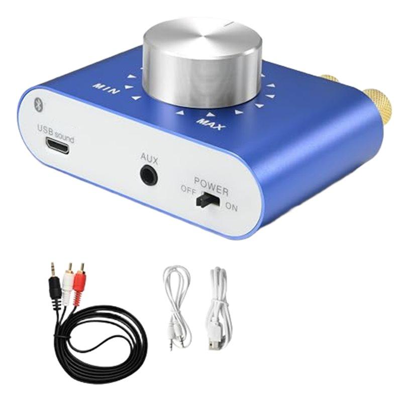 

ABUO-Mini Digital Amplifier X25 Bluetooth 12V-24V Stereo Audio Receiver 100W Desktop Amplifier EU Plug синій