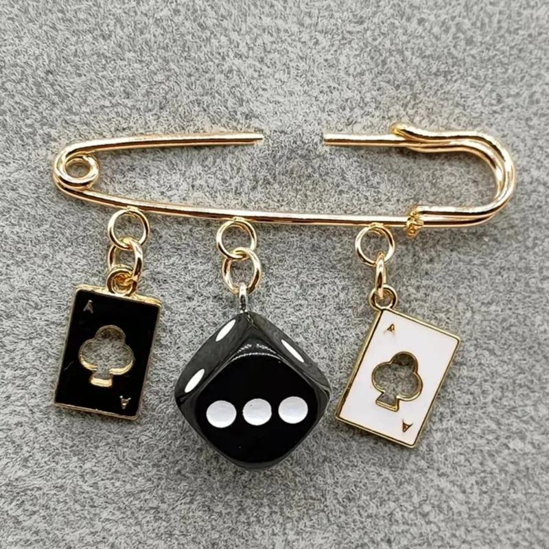 

Vintage Casino Themed Brooch - Playing Cards & Dice Charm Pin for Daily Wear, Great Gift for Poker & Gambling Lovers Style 4