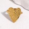 Stainless Steel Pleated Heart Open Ring for Women Men Simple Vintage Geometric Finger Ring Casual Versatile Couple Jewelry Gift