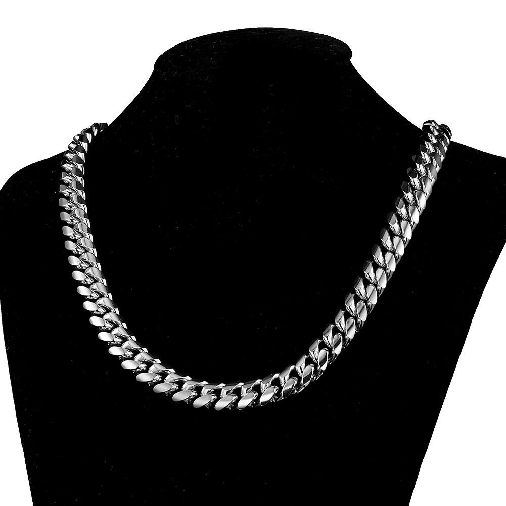 6-18mm Heavy Women Mens Miami Cuban Link Chain Silvery Stainless Steel Necklace