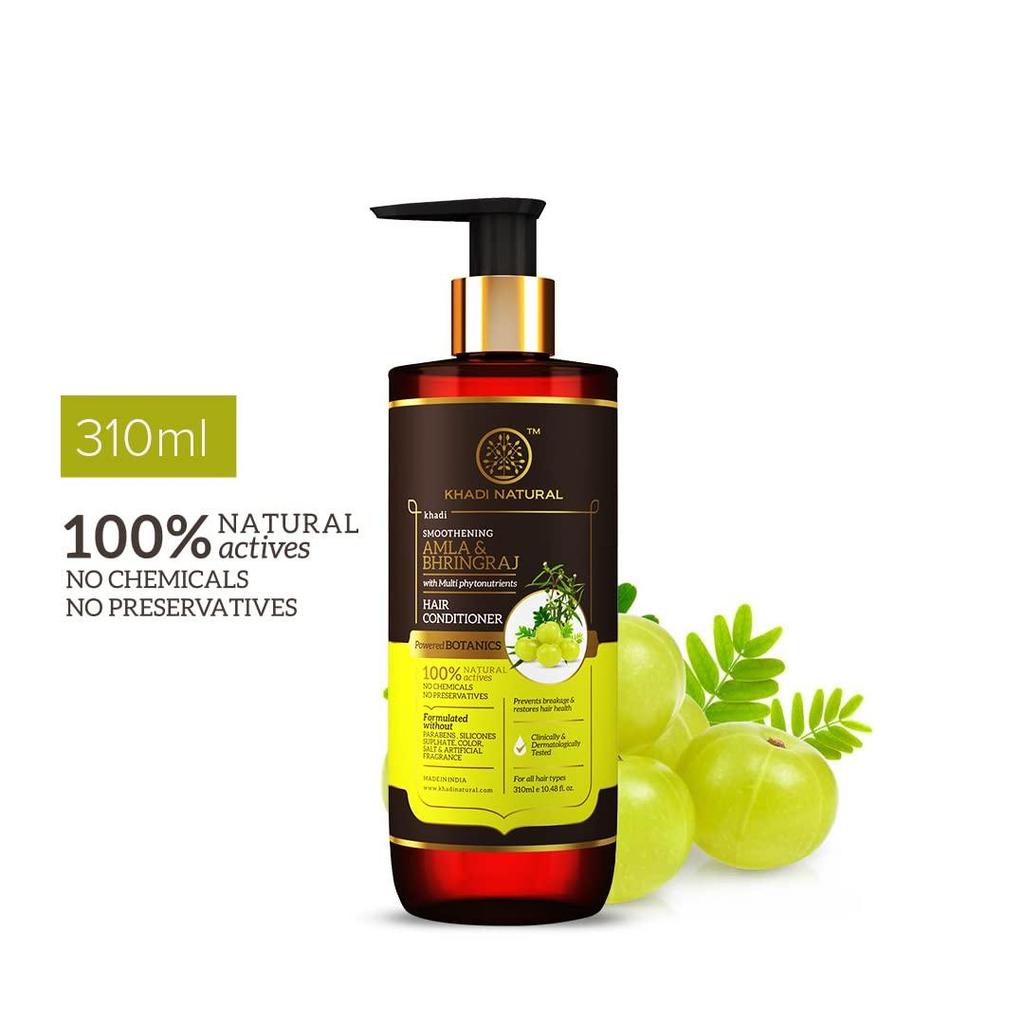 KHADI NATURAL Amla & Bhringraj Haarspülung | Nährt das Haar | Spülung für geschmeidiges Haar | Paraben-, Silikonfrei | Pflanzliche Kraft | 310 ml