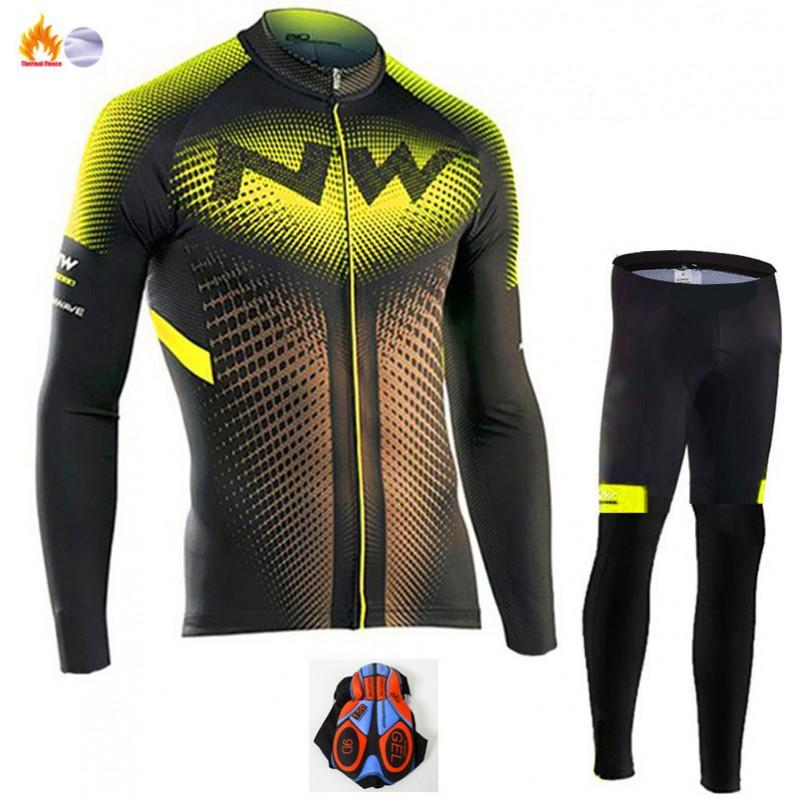 Winter Thermal Cycling Jersey Long Sleeve Fleece Lined Windproof Bike Men Women
