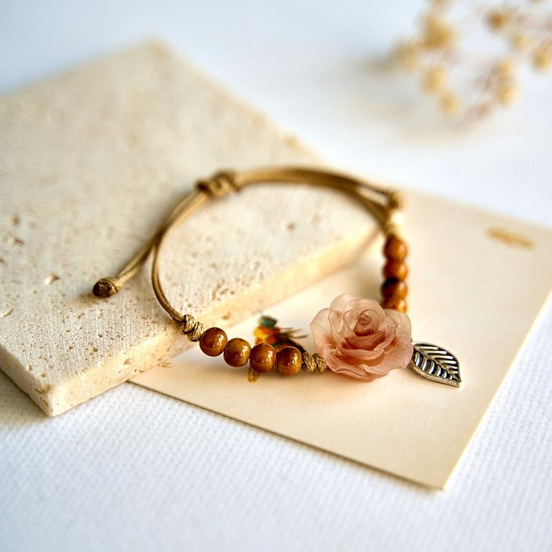 New Chinese Flower Woven Bracelet Wholesale Hot-selling Retro Jewelry Ethnic Style Ceramic Bracelet Accessories