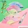 Traditional Folding Fan for Children, Girls' Hanfu, Cheongsam, Chinese Style Dance Fan, Ancient Costume, Fairy-Like Tassel Small Folding Fan