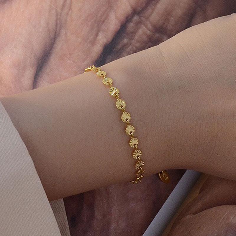 2024 Elegant Embossed Titanium Steel Bracelet for Women – Light Luxury, Versatile, 18K Gold Finish