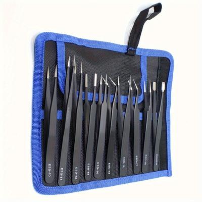 Set de Pinzas Antiestáticas Premium Ultra-Preciso Hecho a Mano Herramientas Industriales Fabricación Reparación del Hogar Diseño Ergonómico Pros Aficionados