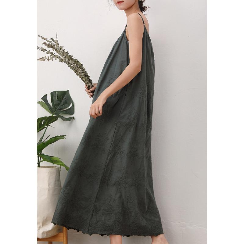 Spring/summer Day Mori Woman Fresh Sweet Solid Color Dress Embroidered Loose Waist with Waistband Base Long Dress