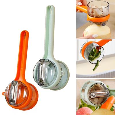 Vegetable Peeler with Built-In Storage Container Non-Splash Fruit Peeler Multi-Function Kitchen Gadget for Julienne And Slicing