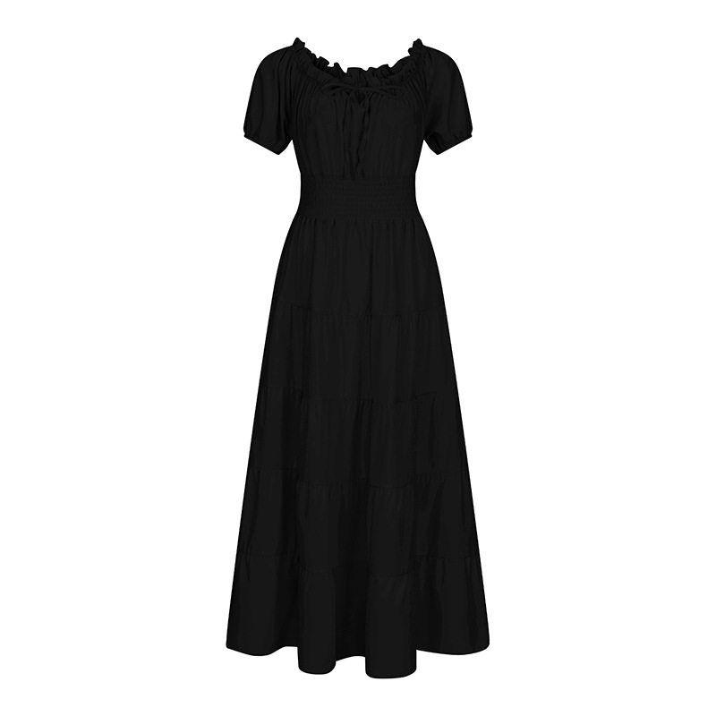European and American Style Off-The-Shoulder Ruffled Medieval Renaissance Stage Costume Halloween Vintage Long Dress Cosplay for Women