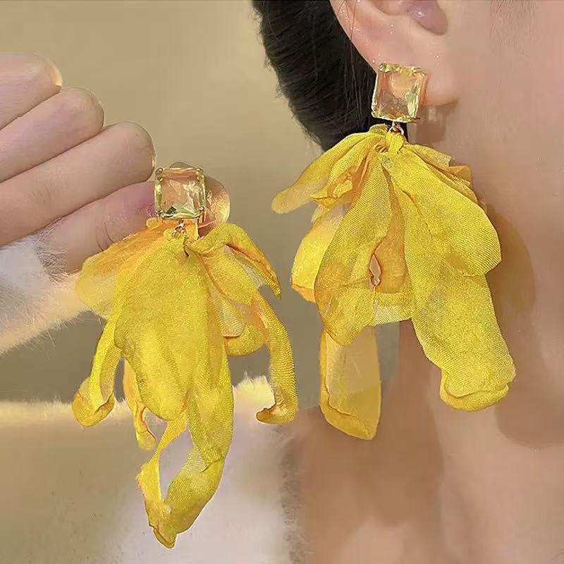 

Изысканные летние серьги-цветы Сладкие шифоновые серьги-подвески для женщин Бохо серьги с кисточками Пляжные аксессуары для вечеринки жёлтый