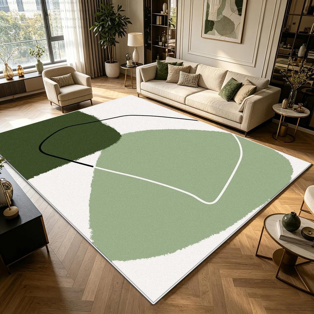Moderner Minimalistischer Grüner Cremefarbener Abstrakter Teppich für Großes Wohnzimmer Schlafzimmer Teppiche Weich Flauschig Rutschfest Waschbar Lounge Bodenmatten