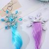Cute Gradient Snowflake Wig Hair Clips Colorful Elastic Frozen Bow Hair Clips Kids Gifts Princess Hairpins Hair Accessories