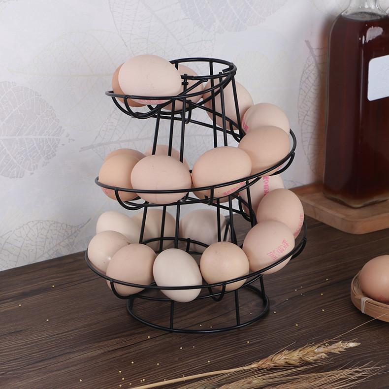 Kitchen Creative Spiral Egg Rack With Hanging Basket For Home Storage And Organization