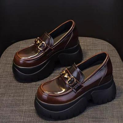 Women's Shoes Loafers Women's High Heels Fashion Metal Decoration Office and Career New Slip On Solid Platform Heels