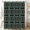 Modern geometric design shower curtain made of waterproof polyester fabric green blue beige pattern for bathroom decor!