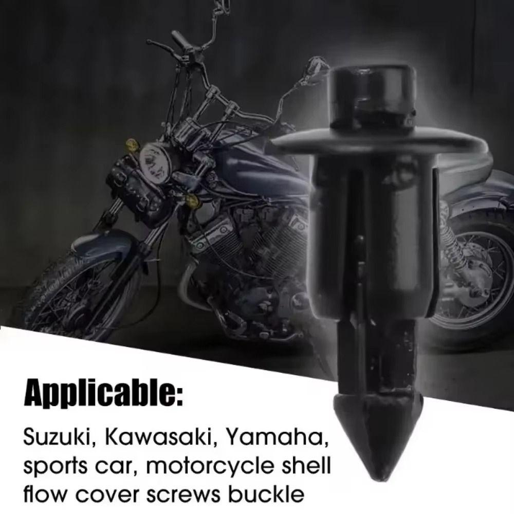 100Pcs 6mm Car Fastener Clips Black Plastic Fairing Rivet Accessories Durable Bumper Rivets for Honda/Suzukii/Kawasakii