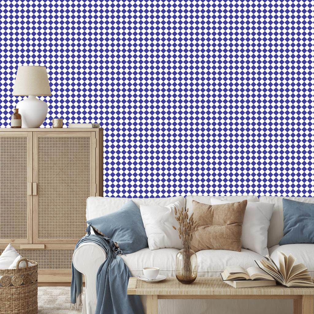 Geometric rhombus wallpaper in blue for the living room and bedroom 50x1000