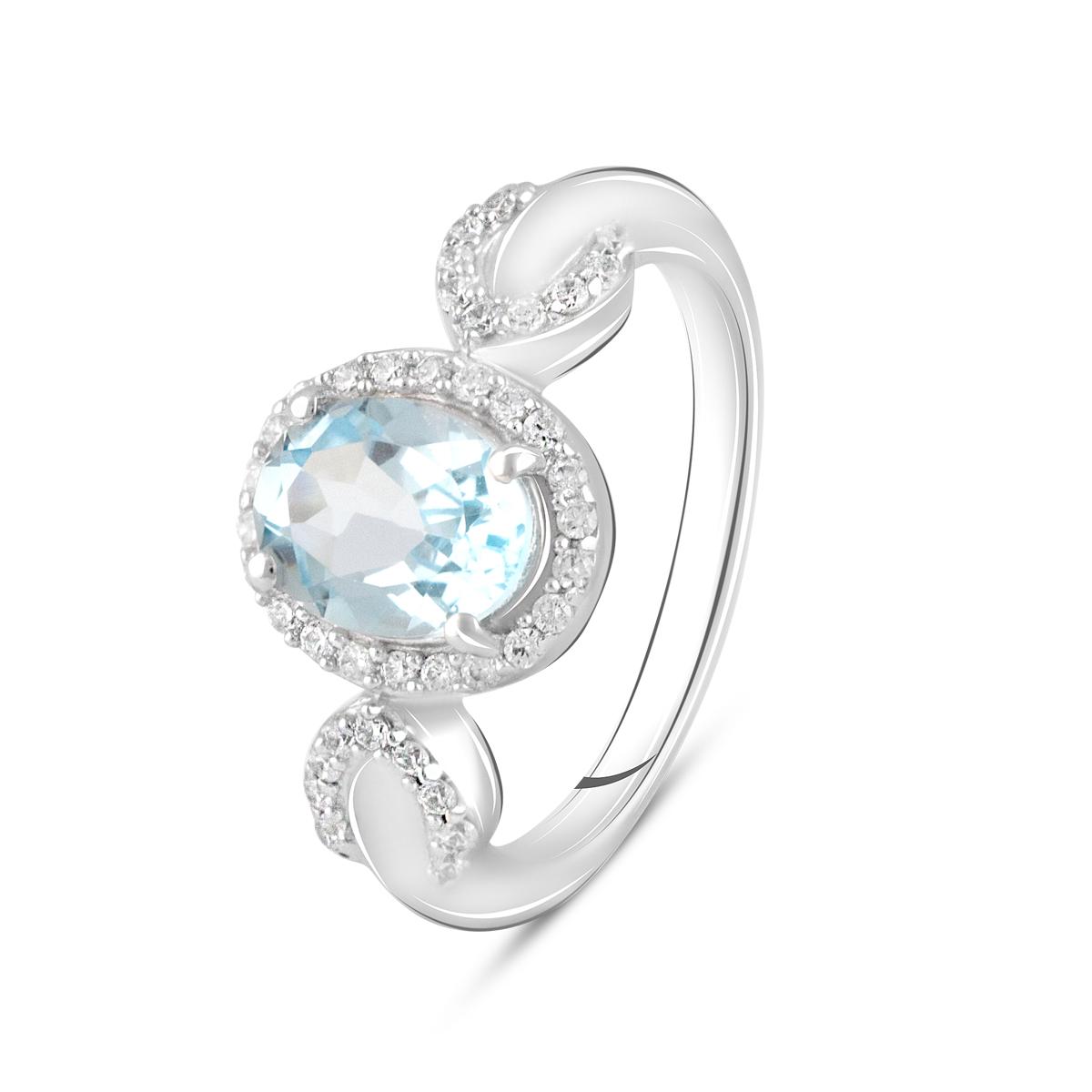 

Срібна каблучка з натуральним топазом 2.15ct (2105176) 18.5 небо синє світло кольору