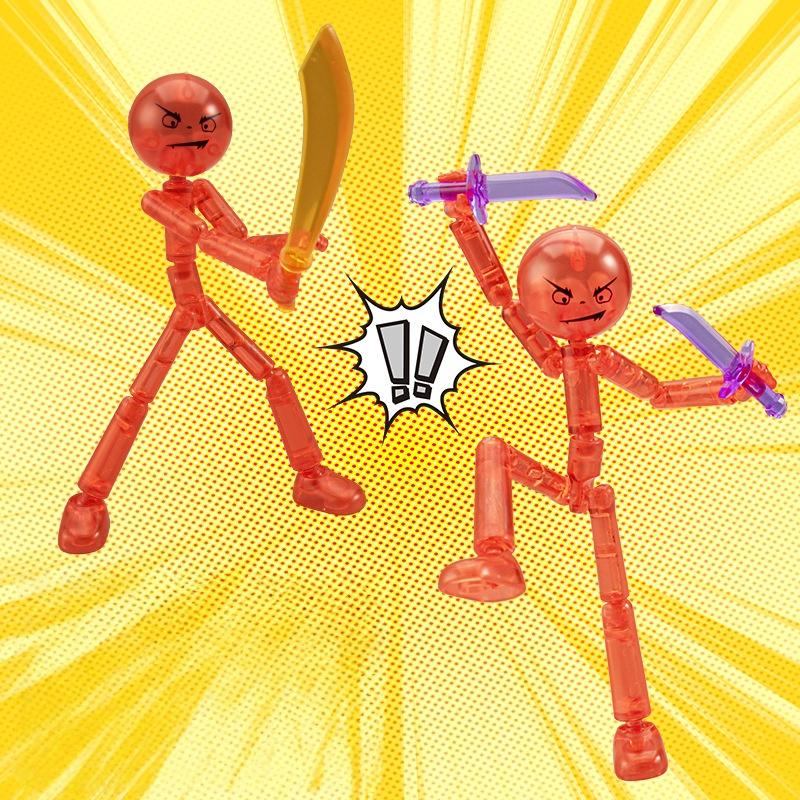 1 Set Novelty Action Figure Stickman Assembled Robot Movable 3D Printing Mannequin Multi-Jointed Stickman Toy