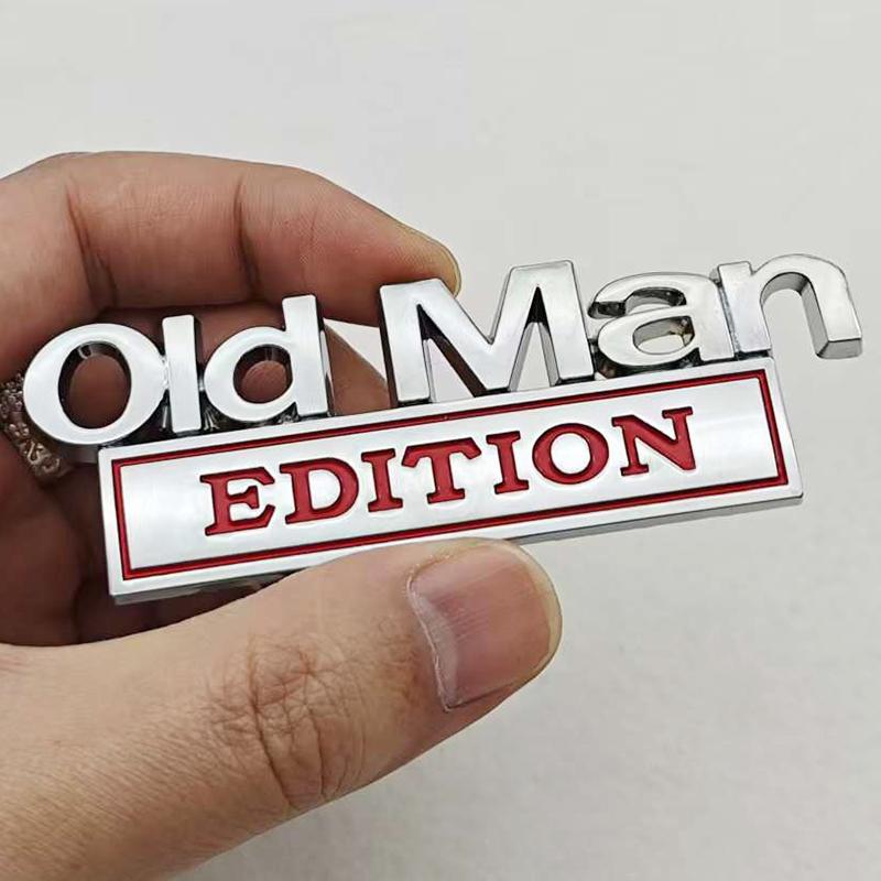 Old Man Edition 3D Emblem Sticker Badge Fender Funny Decals Car Truck Replacement Door Decoration for Universal Car SUV