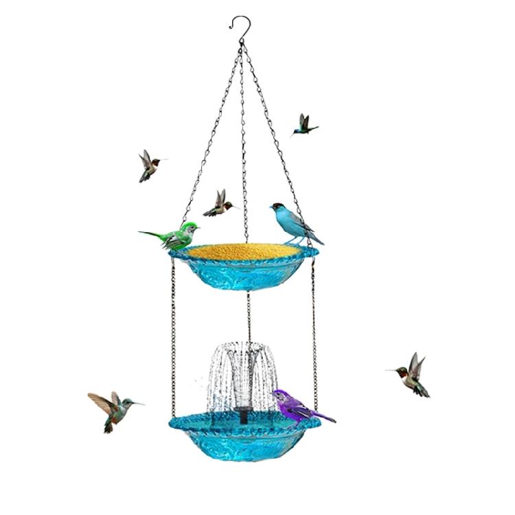 

Weatherproofed Solars Birdbaths With Feeders And Water Pumps For Attracting Wild Birds To Your Yard синій