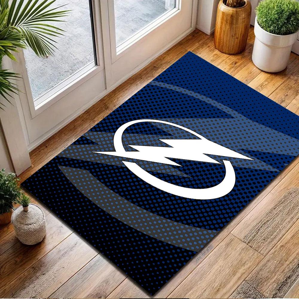 "Blue Lightning Bolt Emblem Design" Patterned carpet, non slip mat suitable for living room and bedroom sofas