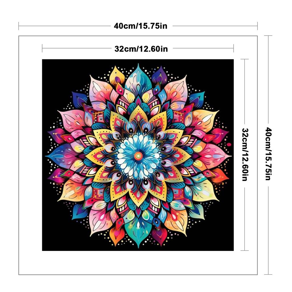 Mandala Full 11CT DIY Stamped Needlework Embroidery Kit 40x40cm Printed Cross-Stitch Kits for Beginners Adults Home Decor
