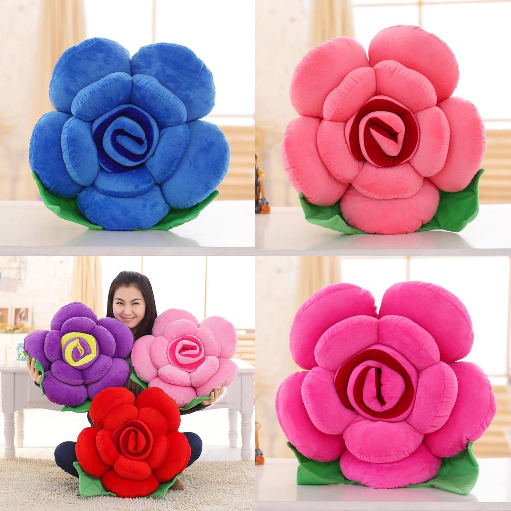 Bright Colors Rose Shape Flower Pillows Cushion Lumbar Decor For Sofa Bed And Chair