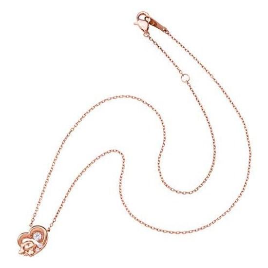 Cinnamoroll Dancing Stone Necklace Open Heart Pendant Pink Gold Women