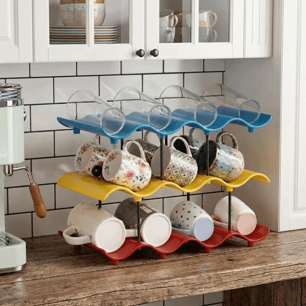 Étagère de Rangement pour Tasses à 2/3/4 Niveaux Étagère de Rangement pour Bouteilles d'Eau Porte-Gobelets d'Eau Bar